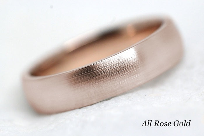 5mm Gold Classic Brushed Dome Wedding Band for Men and Women | AT-TF-0005