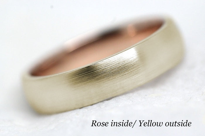 5mm Gold Classic Brushed Dome Wedding Band for Men and Women | AT-TF-0005