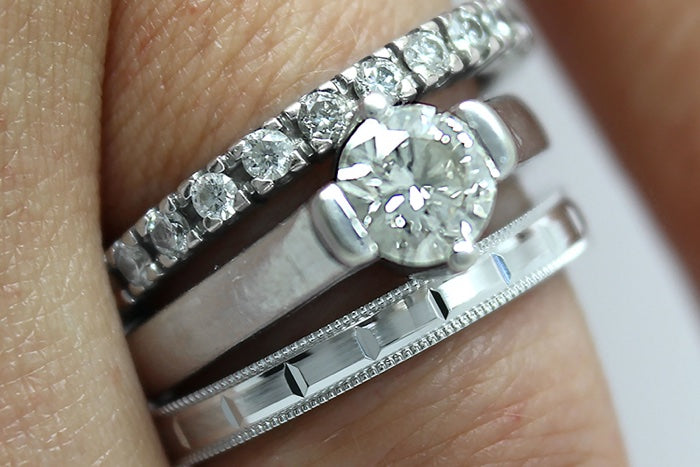 3mm 925 Sterling Silver Wedding Band for Women & Men, Milgrain & Stepped Design | T-0008