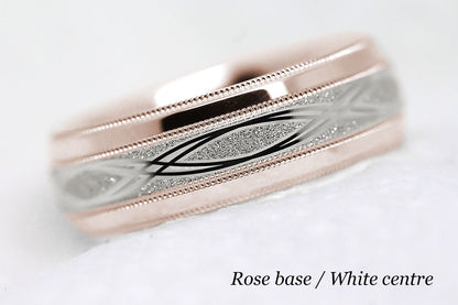 rose gold base and white gold centre infinity ring