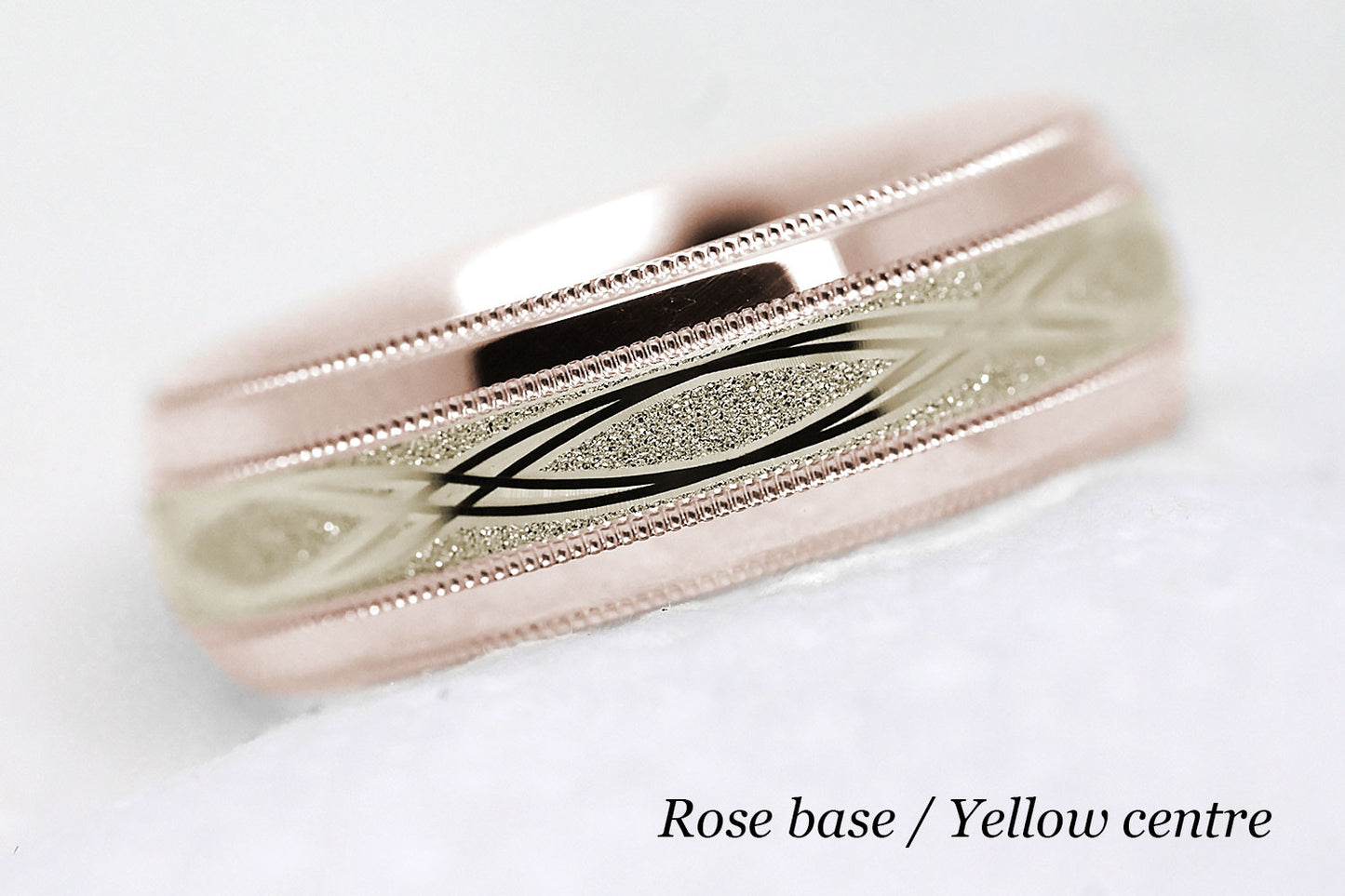 rose gold base and yellow gold centre infinity ring