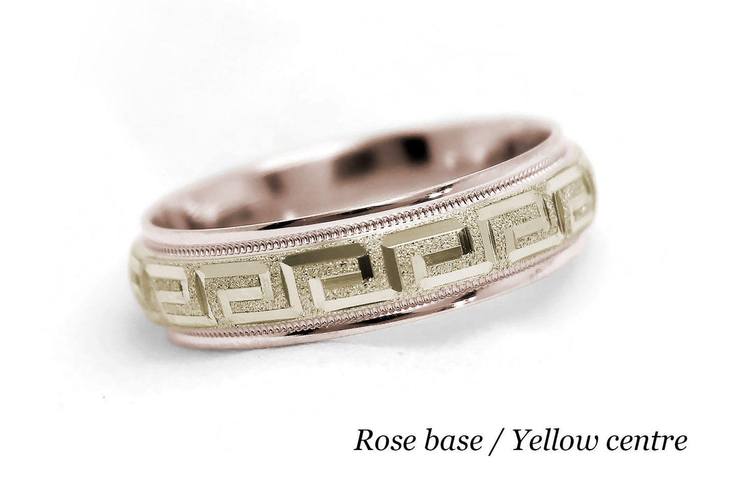 6mm Gold Wedding Band for Men and Women with Greek Key Design | AT-0001