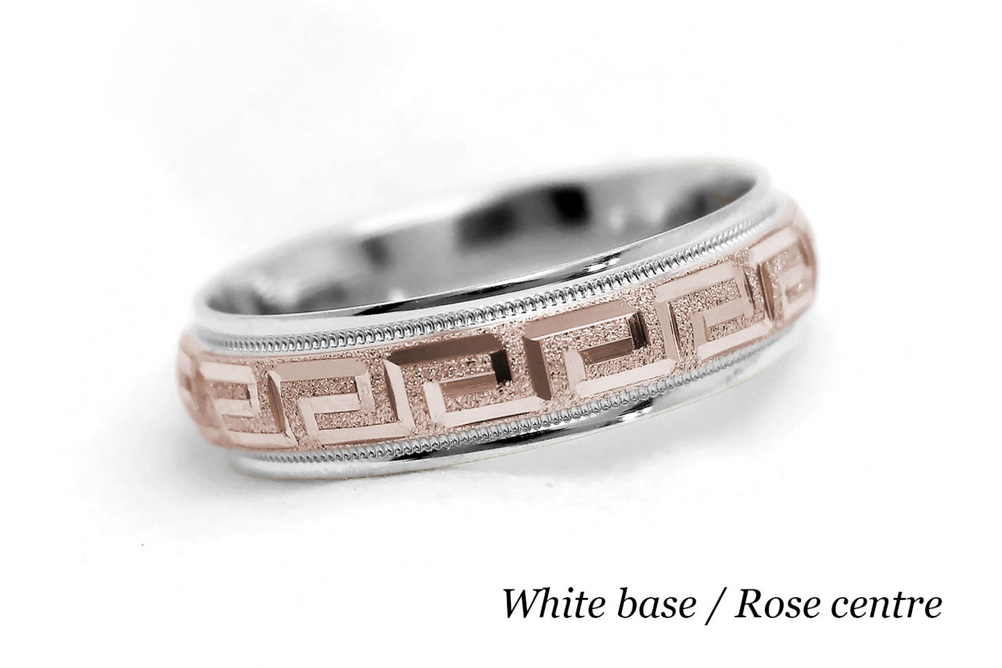 6mm Gold Wedding Band for Men and Women with Greek Key Design | AT-0001