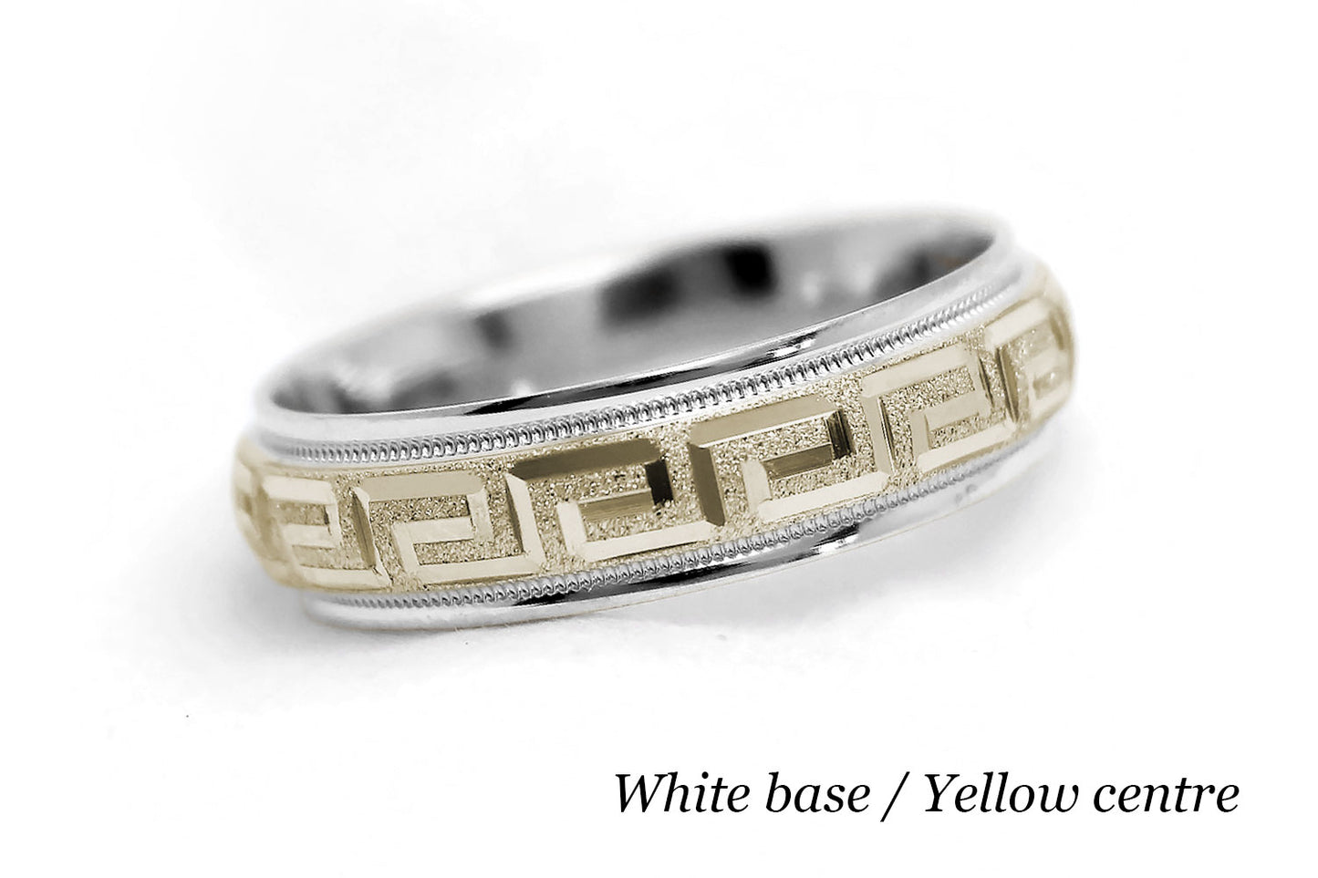6mm Gold Wedding Band for Men and Women with Greek Key Design | AT-0001
