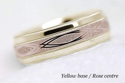 yellow gold base and rose gold centre infinity ring