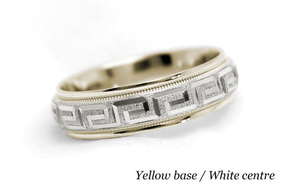 6mm Gold Wedding Band for Men and Women with Greek Key Design | AT-0001