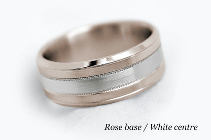 7mm Solid Gold Wedding Band for Men and Women Flat Beveled Brushed | AT-0002