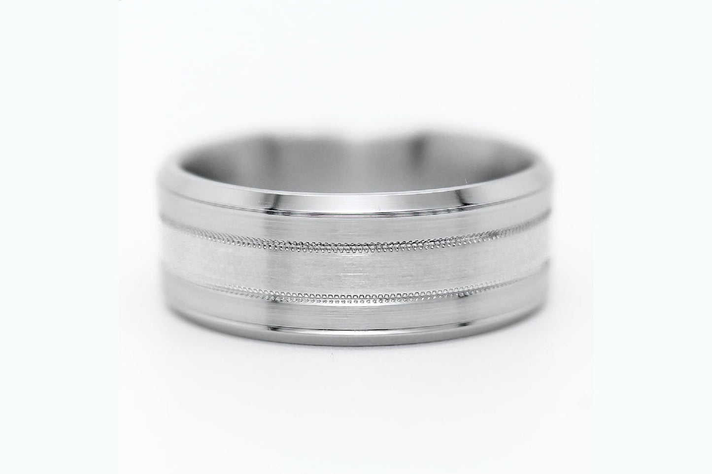 7mm Solid Gold Wedding Band for Men and Women Flat Beveled Brushed | AT-0002