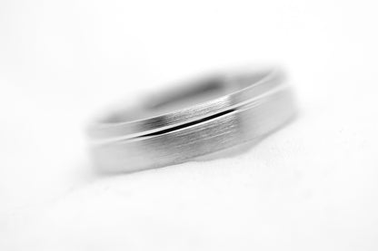 5mm 925 Silver Brushed with line Wedding Band for Men and Women Low Dome | AT-0002
