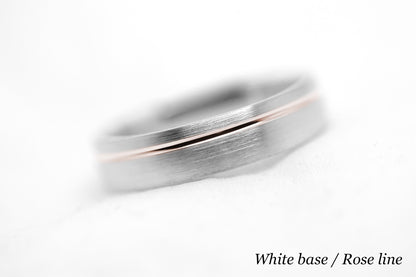 5mm Gold Classic Brushed Wedding Band with Line for Men and Women Low Dome | AT-0002