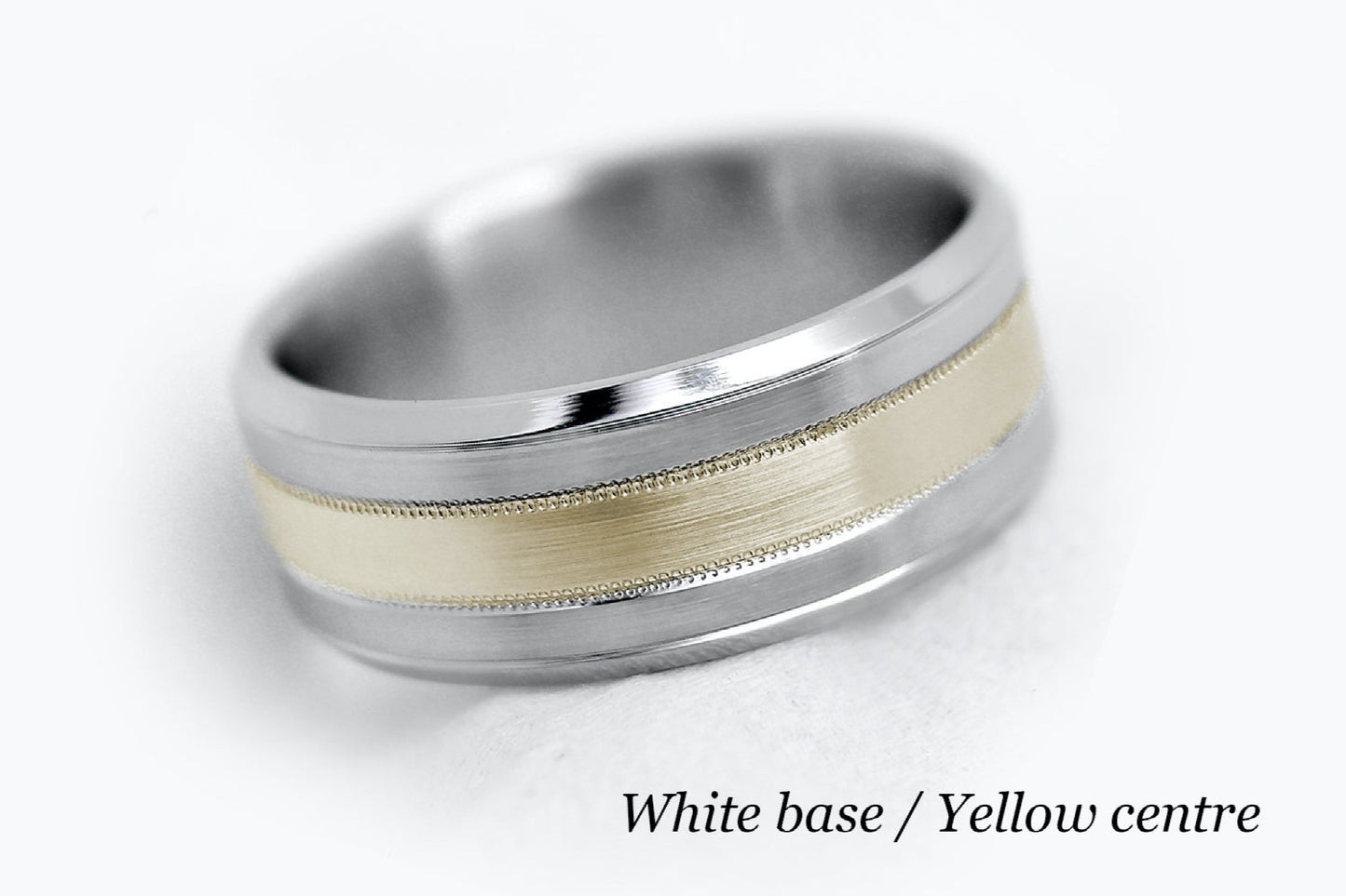 7mm Solid Gold Wedding Band for Men and Women Flat Beveled Brushed | AT-0002