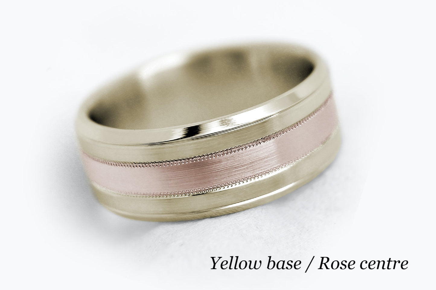7mm Solid Gold Wedding Band for Men and Women Flat Beveled Brushed | AT-0002