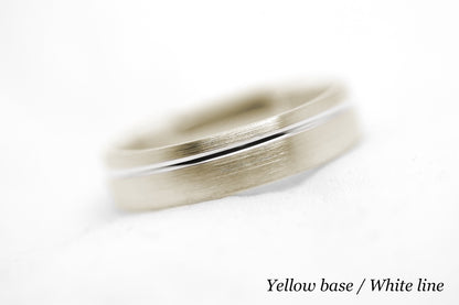 5mm Gold Classic Brushed Wedding Band with Line for Men and Women Low Dome | AT-0002