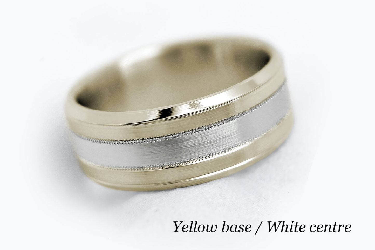 7mm Solid Gold Wedding Band for Men and Women Flat Beveled Brushed | AT-0002