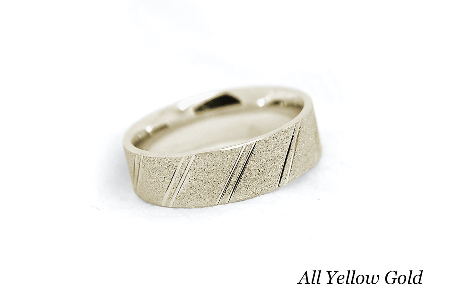 6mm Gold Wedding Band for Men and Women Diamond Dust Diagonal Design | AT-0003