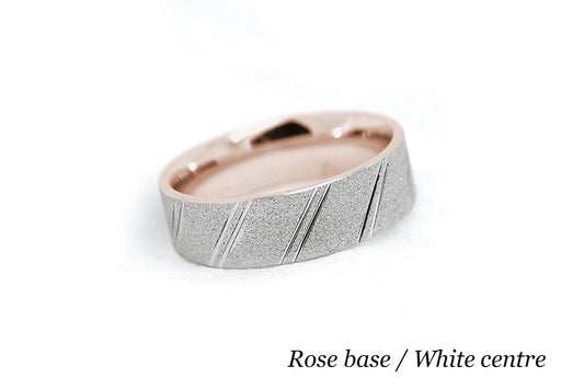 6mm Gold Wedding Band for Men and Women Diamond Dust Diagonal Design | AT-0003