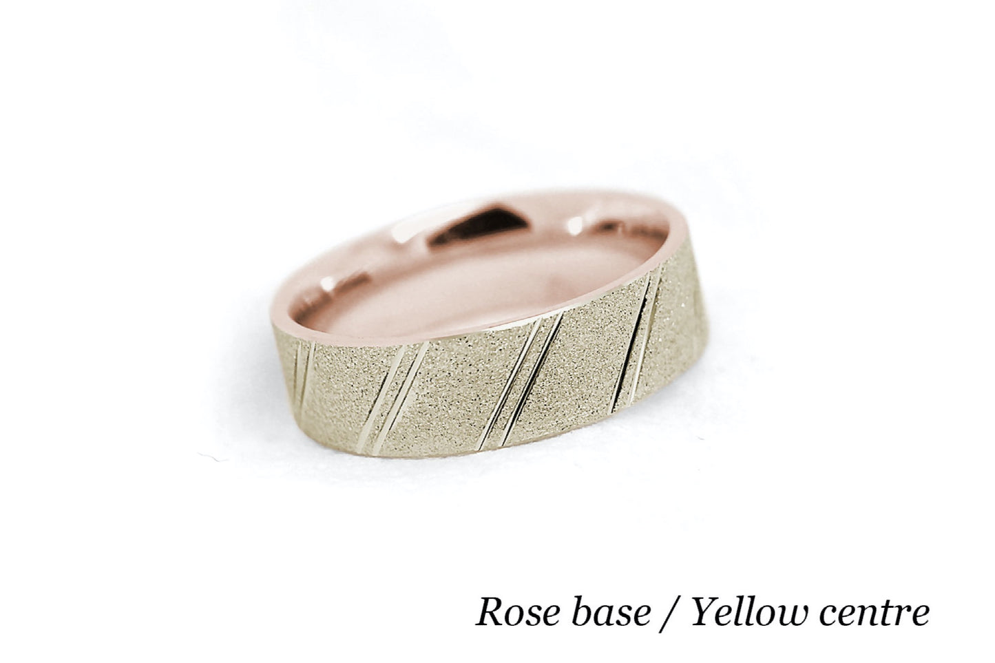 6mm Gold Wedding Band for Men and Women Diamond Dust Diagonal Design | AT-0003