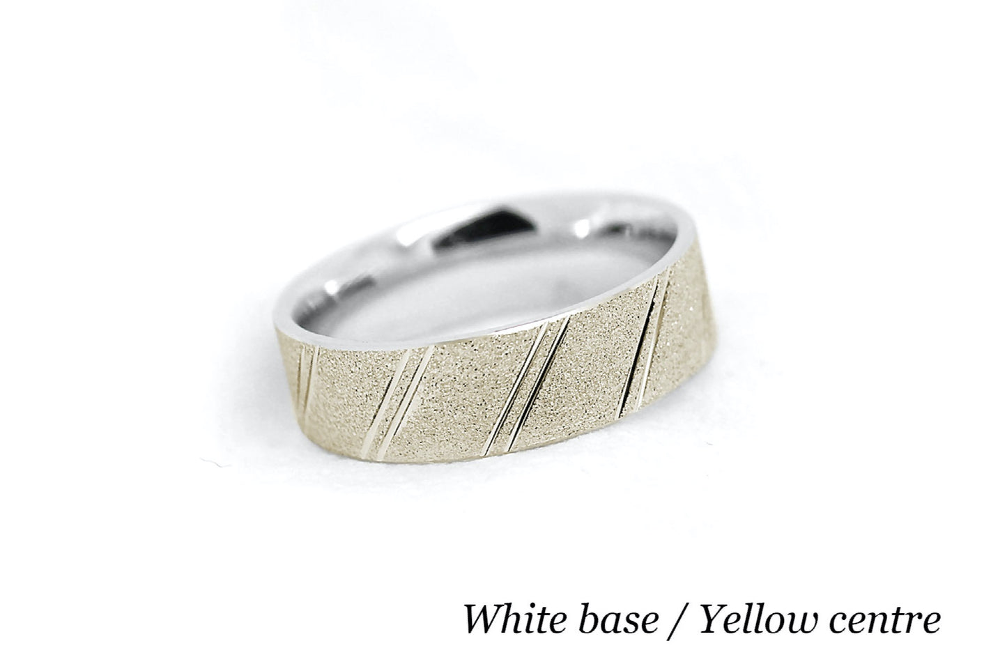 6mm Gold Wedding Band for Men and Women Diamond Dust Diagonal Design | AT-0003