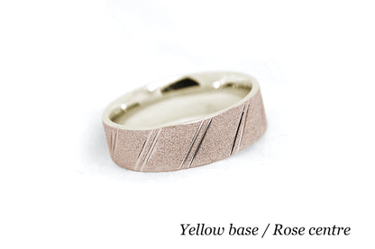 6mm Gold Wedding Band for Men and Women Diamond Dust Diagonal Design | AT-0003