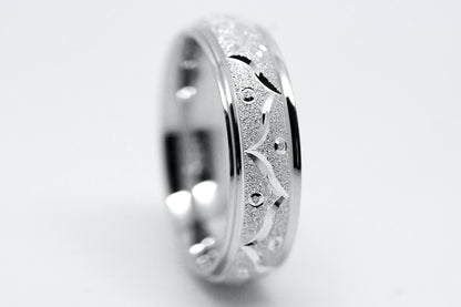 6mm Gold Wedding Band for Men and Women Sparkly Filigree Stardust | AT-0005