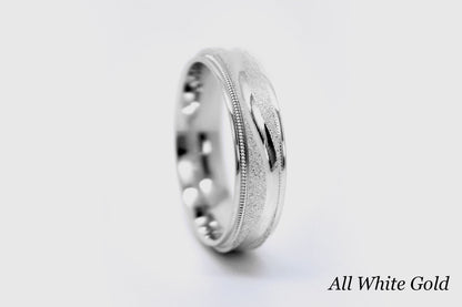 6mm Gold Wedding Band for Men and Women Sparkly Concave Wave | T-0005