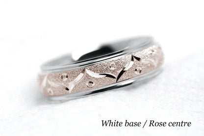 6mm Gold Wedding Band for Men and Women Sparkly Filigree Stardust | AT-0005