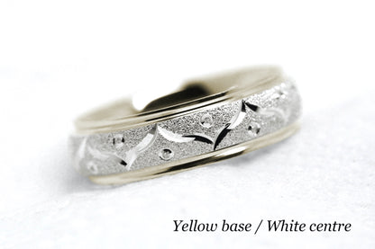 6mm Gold Wedding Band for Men and Women Sparkly Filigree Stardust | AT-0005