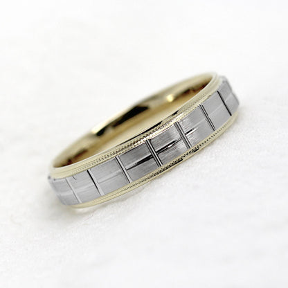 6mm Gold Wedding Band for Men and Women Geometric Pattern | AT-0006