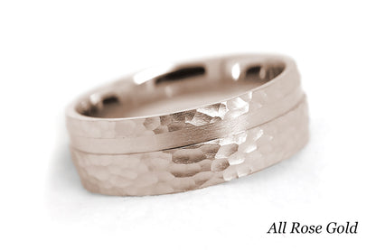 7mm Solid Gold Hammered Wedding Band for Men and Women Channel | AT-0007