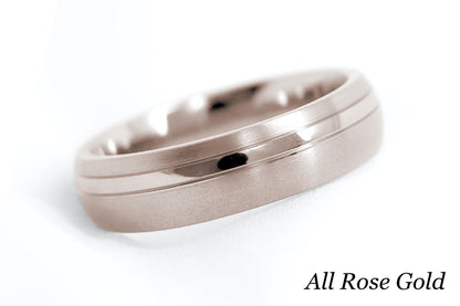 Gold Wedding Ring for Men | 10K 14K 18K Gold | 6mm Brushed Band AT-0007