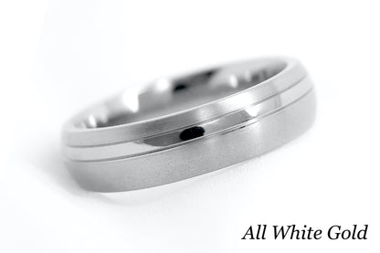Gold Wedding Ring for Men | 10K 14K 18K Gold | 6mm Brushed Band AT-0007