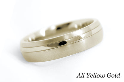 Gold Wedding Ring for Men | 10K 14K 18K Gold | 6mm Brushed Band AT-0007