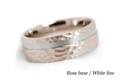 7mm Solid Gold Hammered Wedding Band for Men and Women Channel | AT-0007