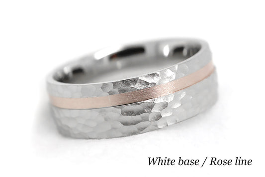 7mm Solid Gold Hammered Wedding Band for Men and Women Channel | AT-0007