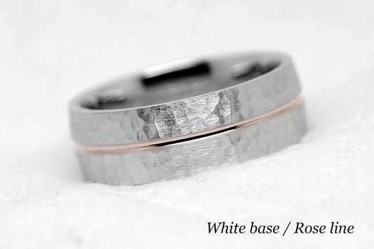 Custom Order for Adrian, 5mm 925 Silver Ring + 10K Rose Gold line, size 8.5