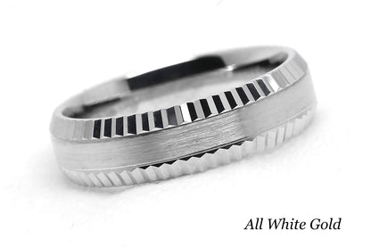 5mm Solid 10K 14K 18K Gold Men's Ring Faceted Edge | T-0009