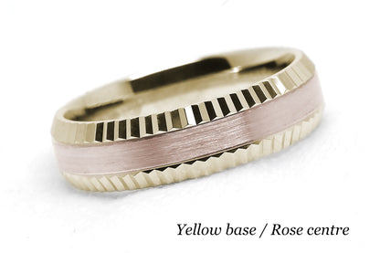 5mm Solid 10K 14K 18K Gold Men's Ring Faceted Edge | T-0009