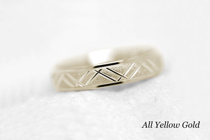 5mm Solid Gold Geometric Stardust Wedding Band for Men and Women | AT-0011