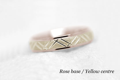 5mm Solid Gold Geometric Stardust Wedding Band for Men and Women | AT-0011
