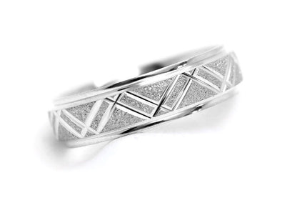 6mm 925 Silver Wedding Band for Men and Women Sparkly Geometric Flat Star Dust | 0011