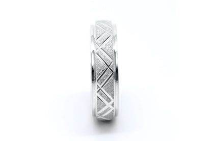 6mm 925 Silver Wedding Band for Men and Women Sparkly Geometric Flat Star Dust | 0011