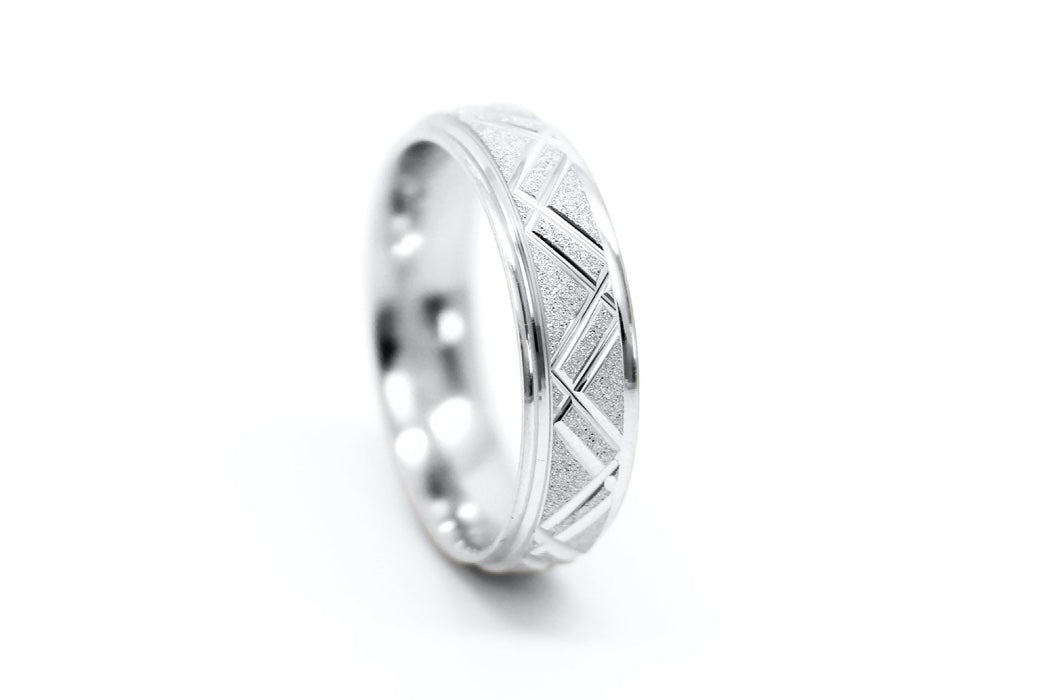 6mm 925 Silver Wedding Band for Men and Women Sparkly Geometric Flat Star Dust | 0011