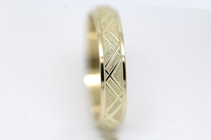 5mm Solid Gold Geometric Stardust Wedding Band for Men and Women | AT-0011