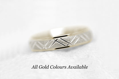 5mm Solid Gold Geometric Stardust Wedding Band for Men and Women | AT-0011
