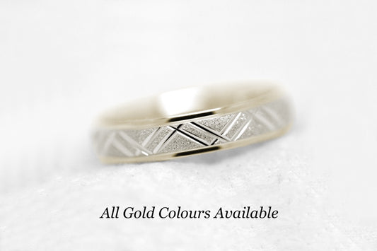 5mm Solid Gold Geometric Stardust Wedding Band for Men and Women | AT-0011