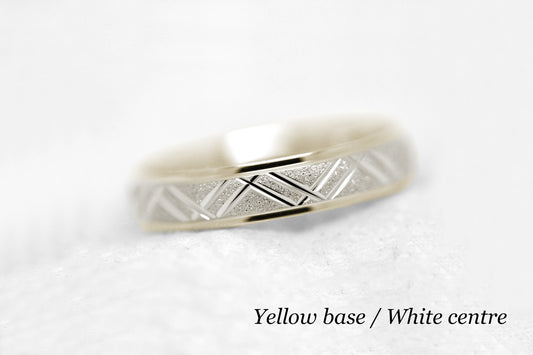 4mm 10K 14K 18K Gold Wedding Band for Men and Women Geometric | AT-0011