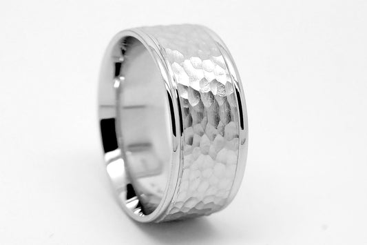 10mm solid 925 sterling silver wedding band for men classic hammered flat engagement ring anniversary gift for him | Solid 925 Sterling Silver Wedding band for Men. Heavy and Luxurious Men's engagement rig or anniversary Ring. Free Inside engraving. Free