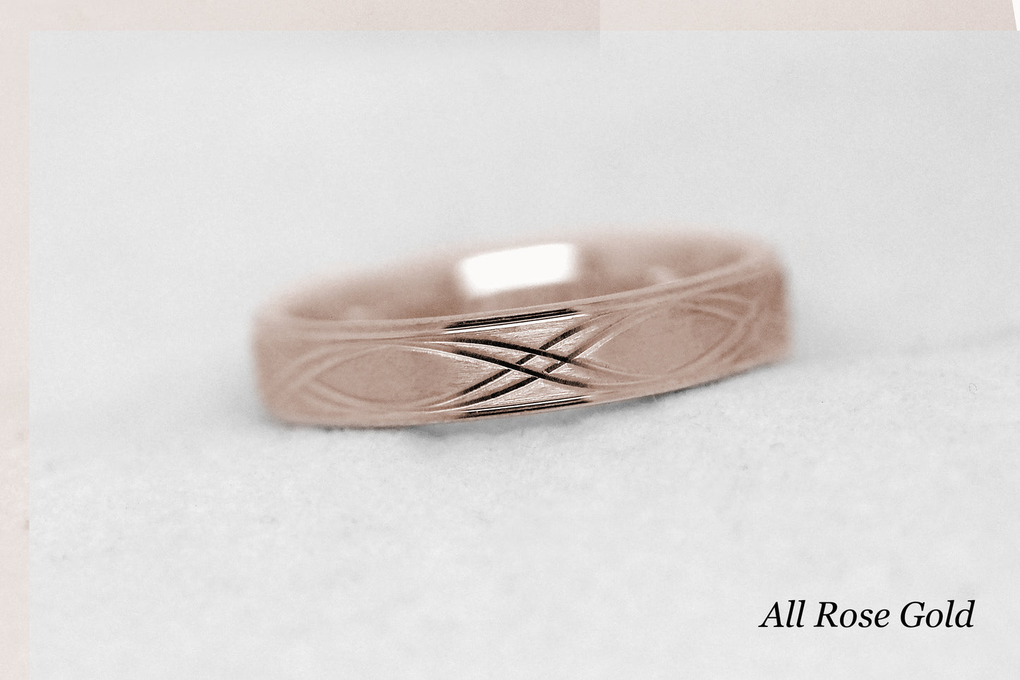 4mm 10K 14K 18K Gold Infinity Wedding Band for Men and Women | T-0017