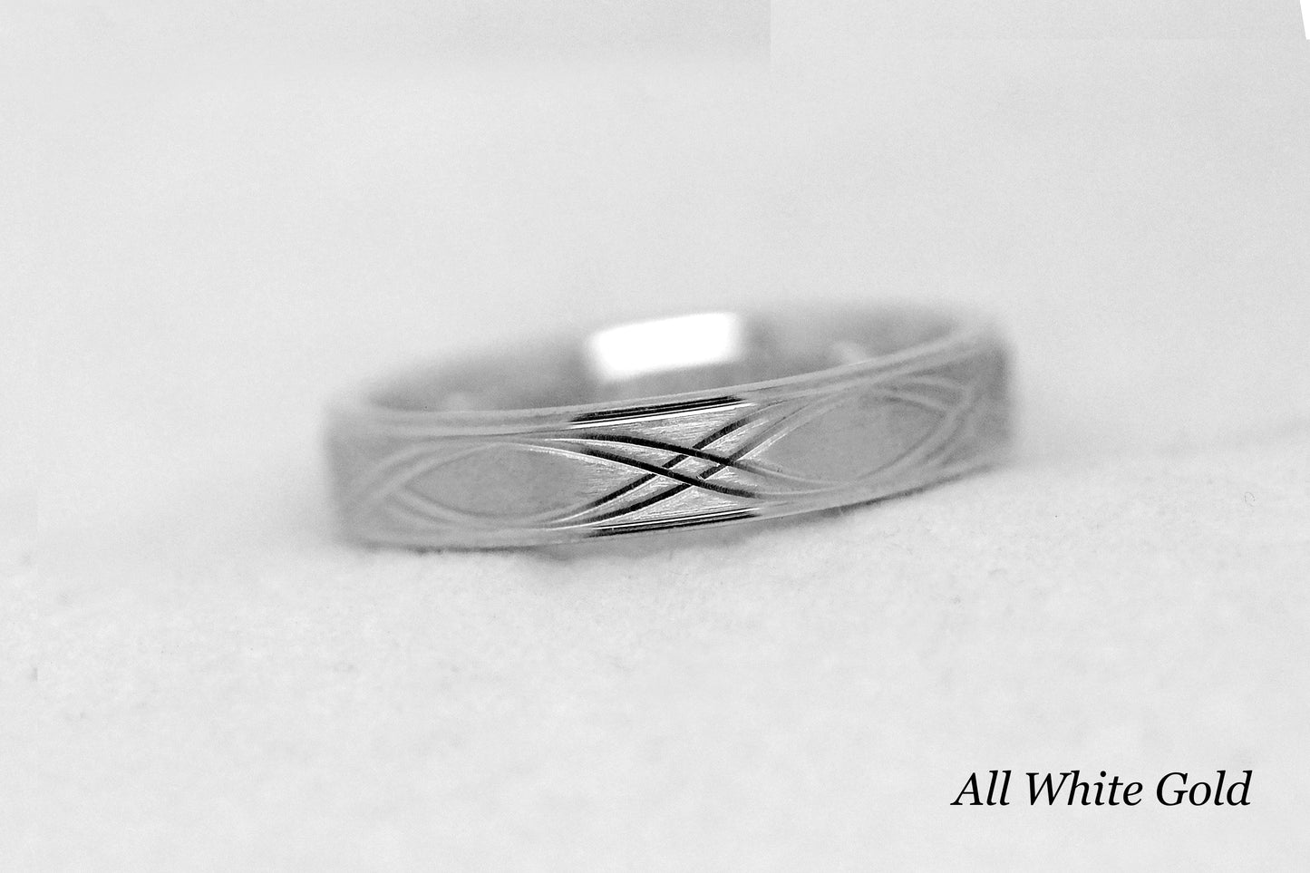 4mm 10K 14K 18K Gold Infinity Wedding Band for Men and Women | T-0017