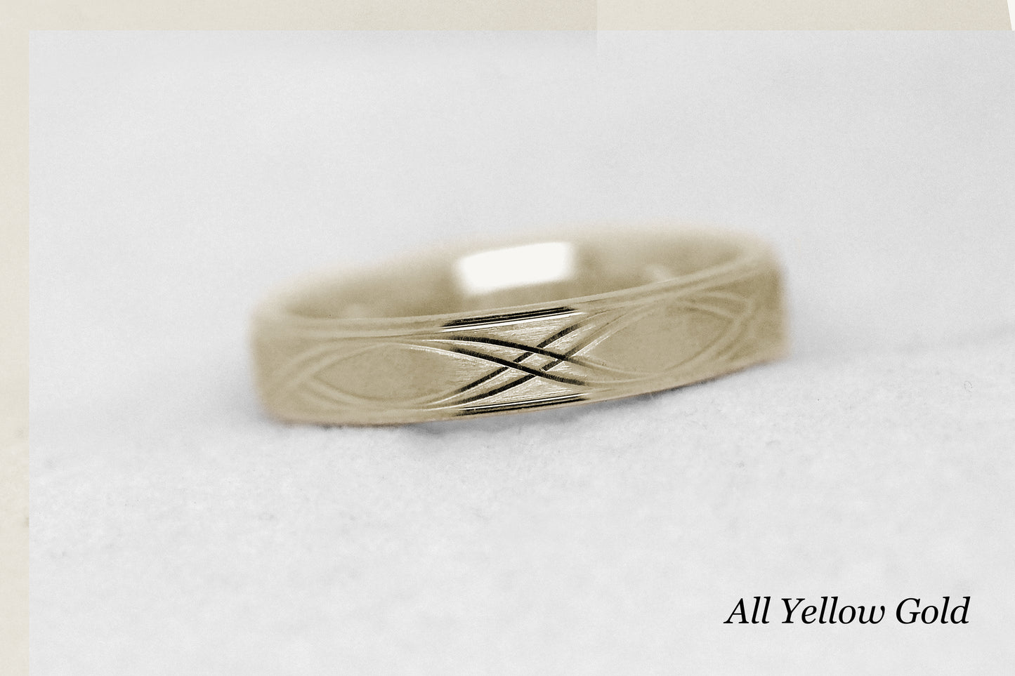 4mm 10K 14K 18K Gold Infinity Wedding Band for Men and Women | T-0017